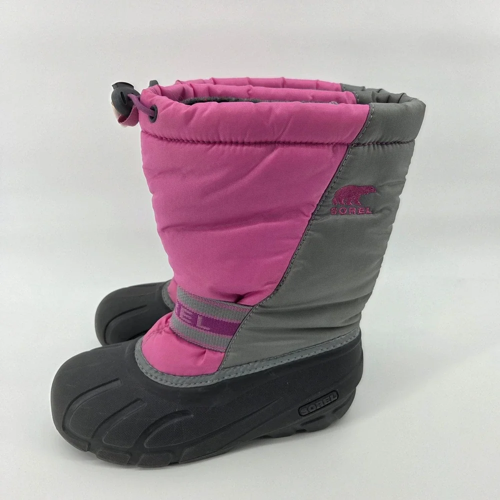 Sorel Snow Commander‎ Boots Size 3 Pink Grey Waterproof Winter Snow Ski
